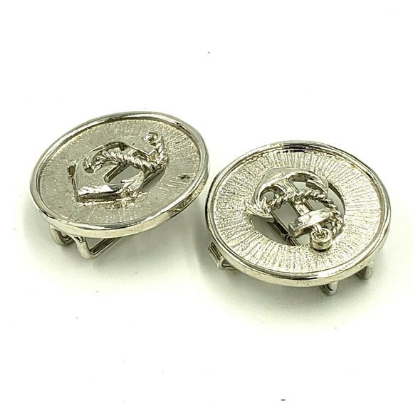 Mimi di N Two Piece Buckle Nautical Anchor Silver Tone VTG 1978 Fits 1.25 Belt main image 4
